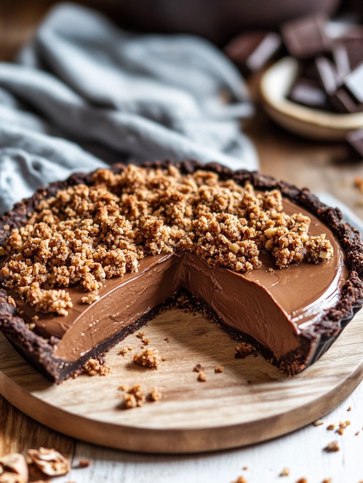 Moist Chocolate Pie with Almond Crumble
