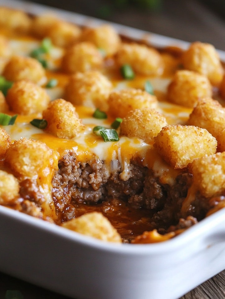 Cheesy Tater Tot Meatloaf Casserole