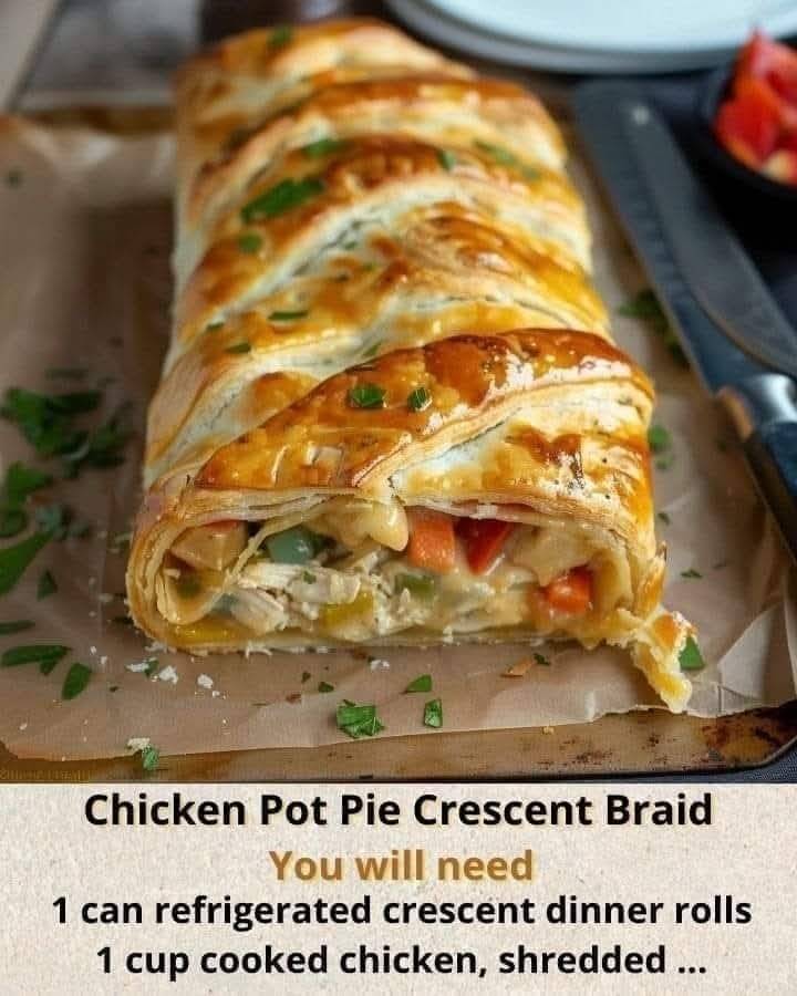 Savory Chicken Pot Pie Crescent Braid
