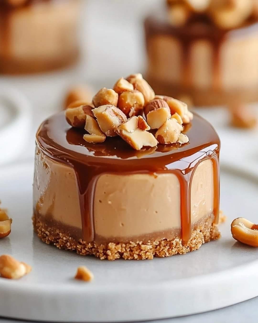 Peanut Butter Caramel Mini Cheesecakes