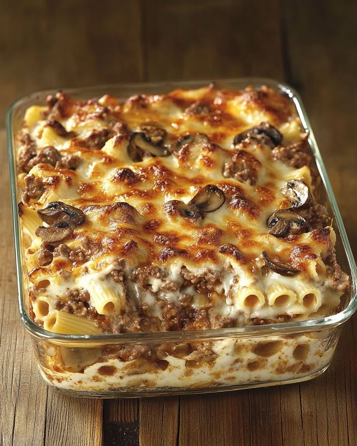 Beefy Mushroom Marsala Pasta Bake